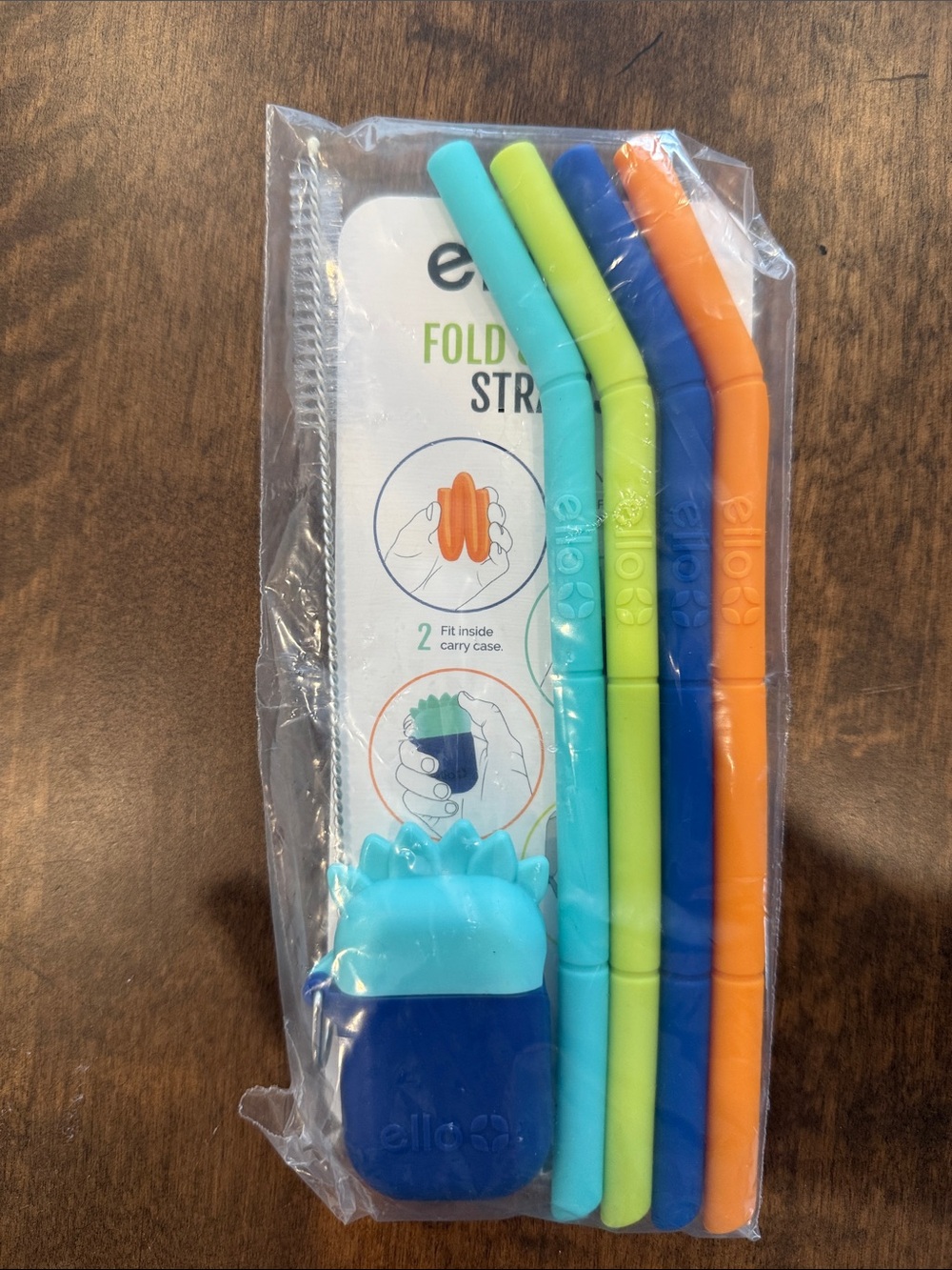 Foldable Silicone Straws Set - Blue, Teal, Lime, Orange